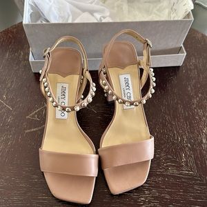 Jimmy Choo Women’s High Block Heel Pump Beige Size 37